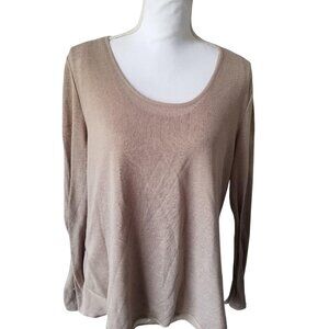 Crosby Womens XL Beige Ombre Long Sleeve Lightweight Top